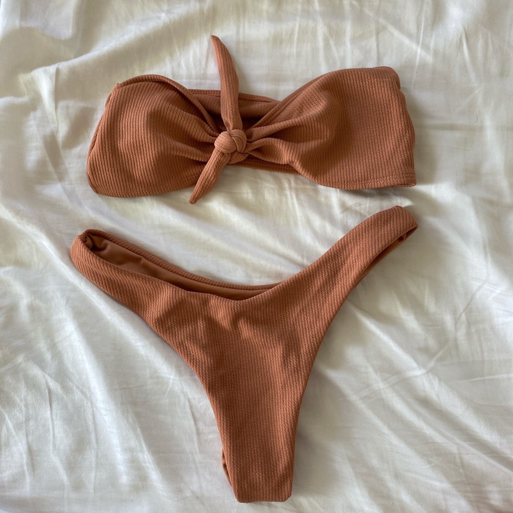 Zaful ribbed nude bikini set